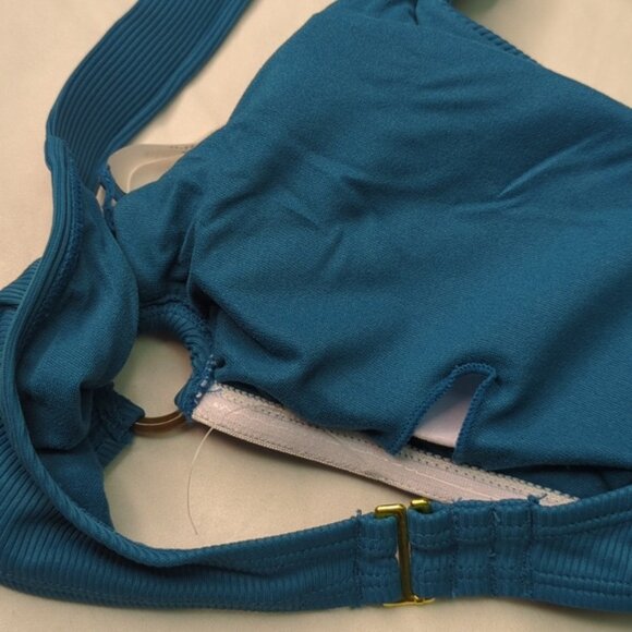 NWT Ribbed Highrise Bikini Blue with Acrylic Circle Accents By Quintsoul - Picture 5 of 11